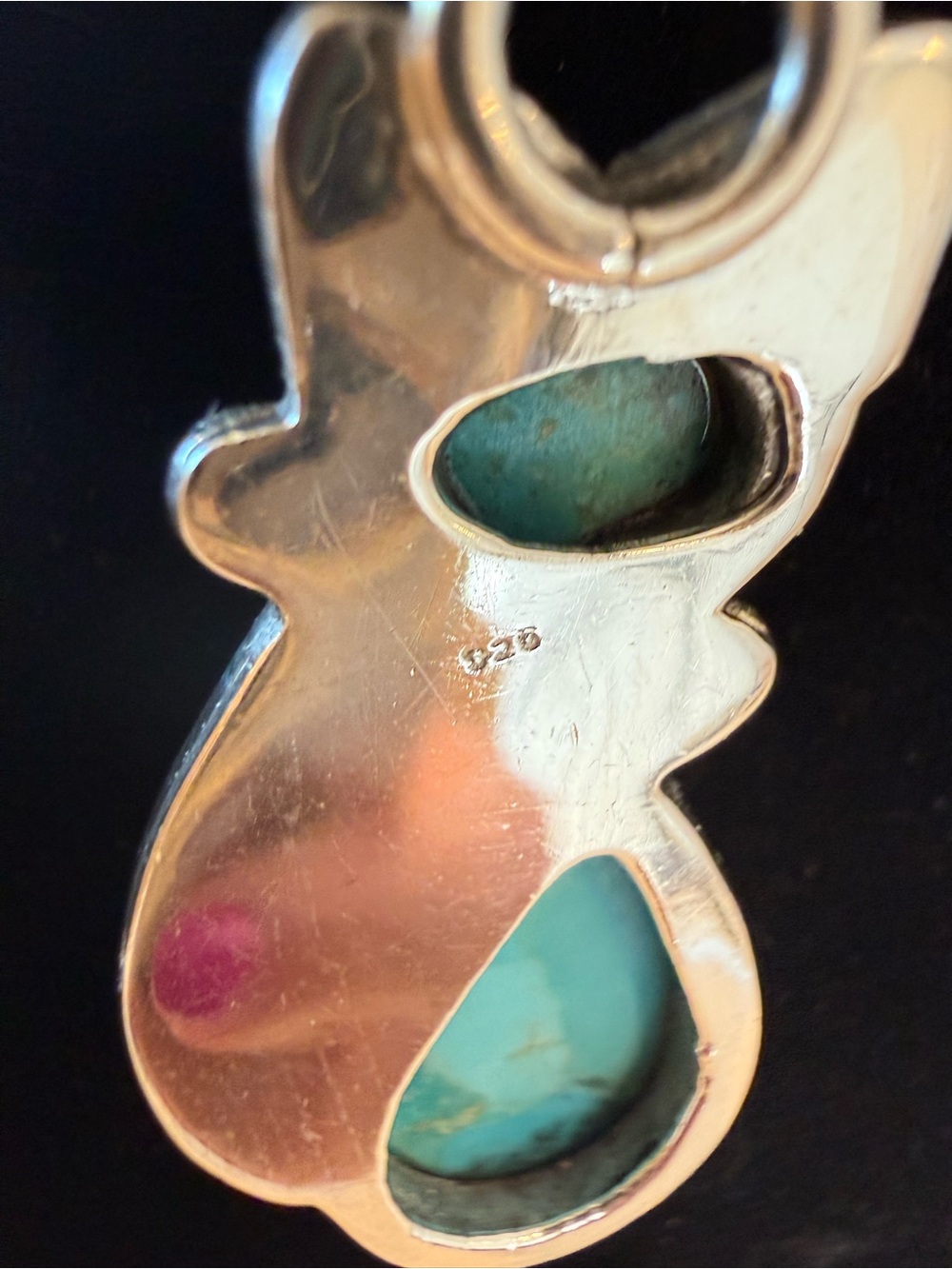 Turquoise Cat-Shaped Pendant Necklace - Silver Tone - Picture 4 of 4